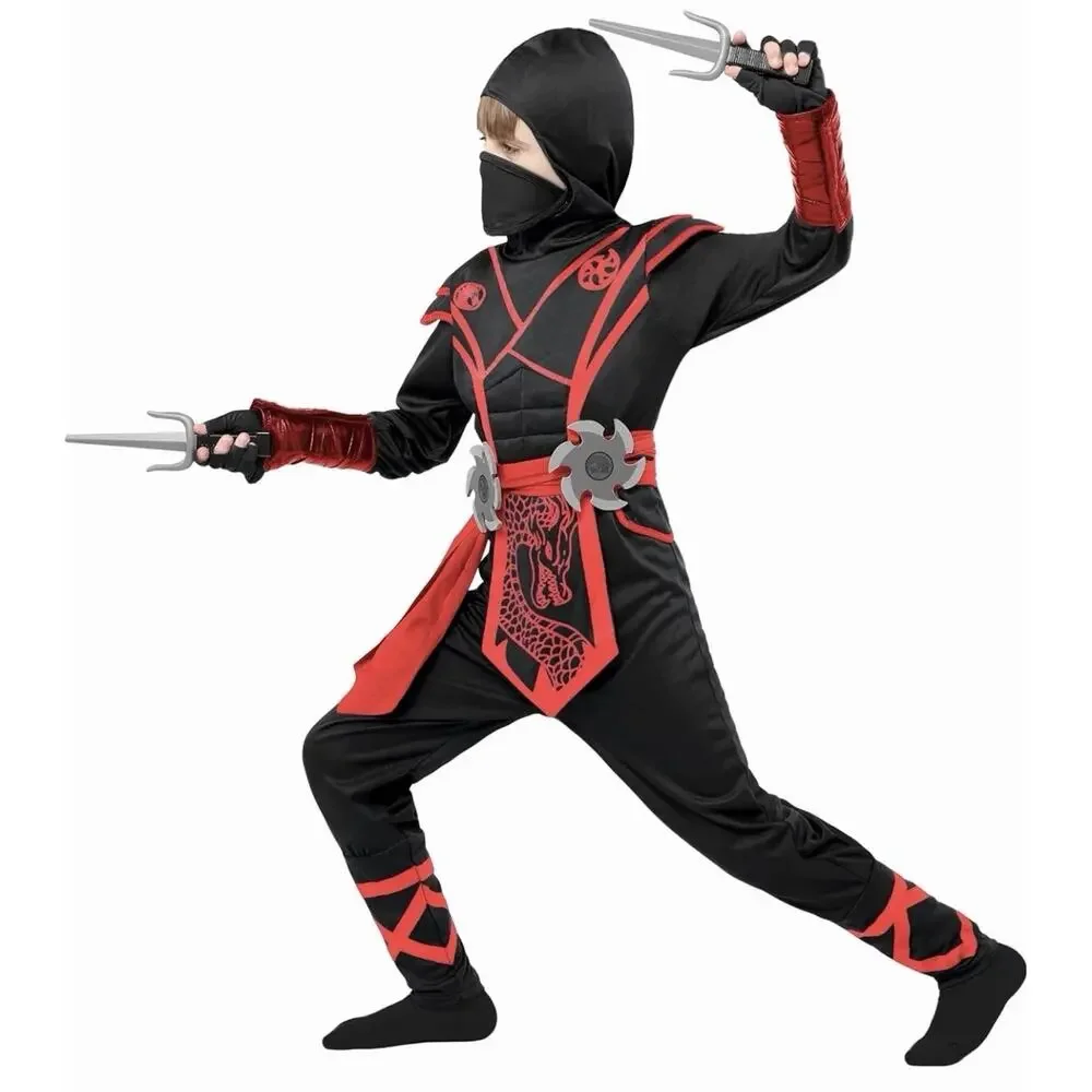 Ninja red dragon jumpsuit Halloween Costume youth XL 12 14 no weapons 7 peices